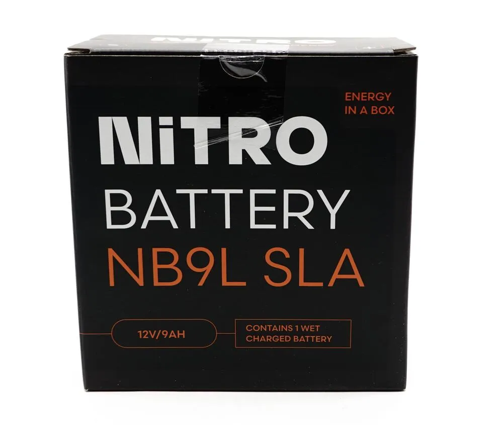 Nitro-NB9L-SLA-GEL-AGM-Batterie-12V-9AH-Einbaufertig-Verpackung Nitro NB9L SLA GEL AGM Batterie 12V 9AH - Einbaufertig (YB9L-A2 12N9-3A-1)