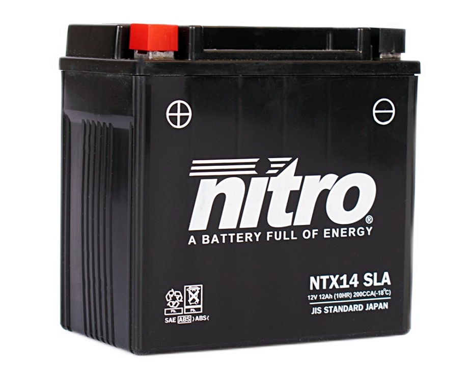 Nitro NTX14 SLA GEL AGM Batterie 12V 12AH - Einbaufertig (YTX14-BS FTX14-BS)