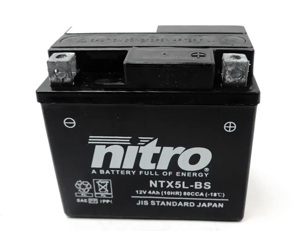 Nitro NTX5L-BS AGM Batterie 12V 5AH - Einbaufertig (YTX5L-BS CTX5L-BS FTX5L-BS GTX5L-BS)