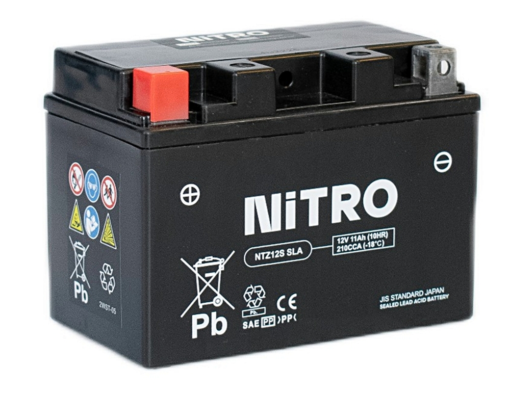 Nitro NTZ12S SLA GEL AGM Batterie 12V 11AH - Einbaufertig (YTZ12S YTZ12S-BS YTZ12S-4)