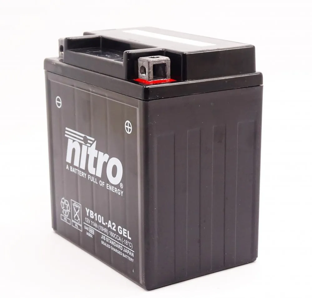 Nitro NB10L-A2 SLA GEL AGM Batterie 12V 11AH - Einbaufertig (YB10L-A2 YB10L-B2)