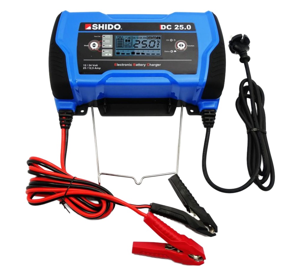 Shido DC25.0 Batterie Ladegerät 12V + 24V 5A / 12.5A / 25A für AGM + Lithium Batterie