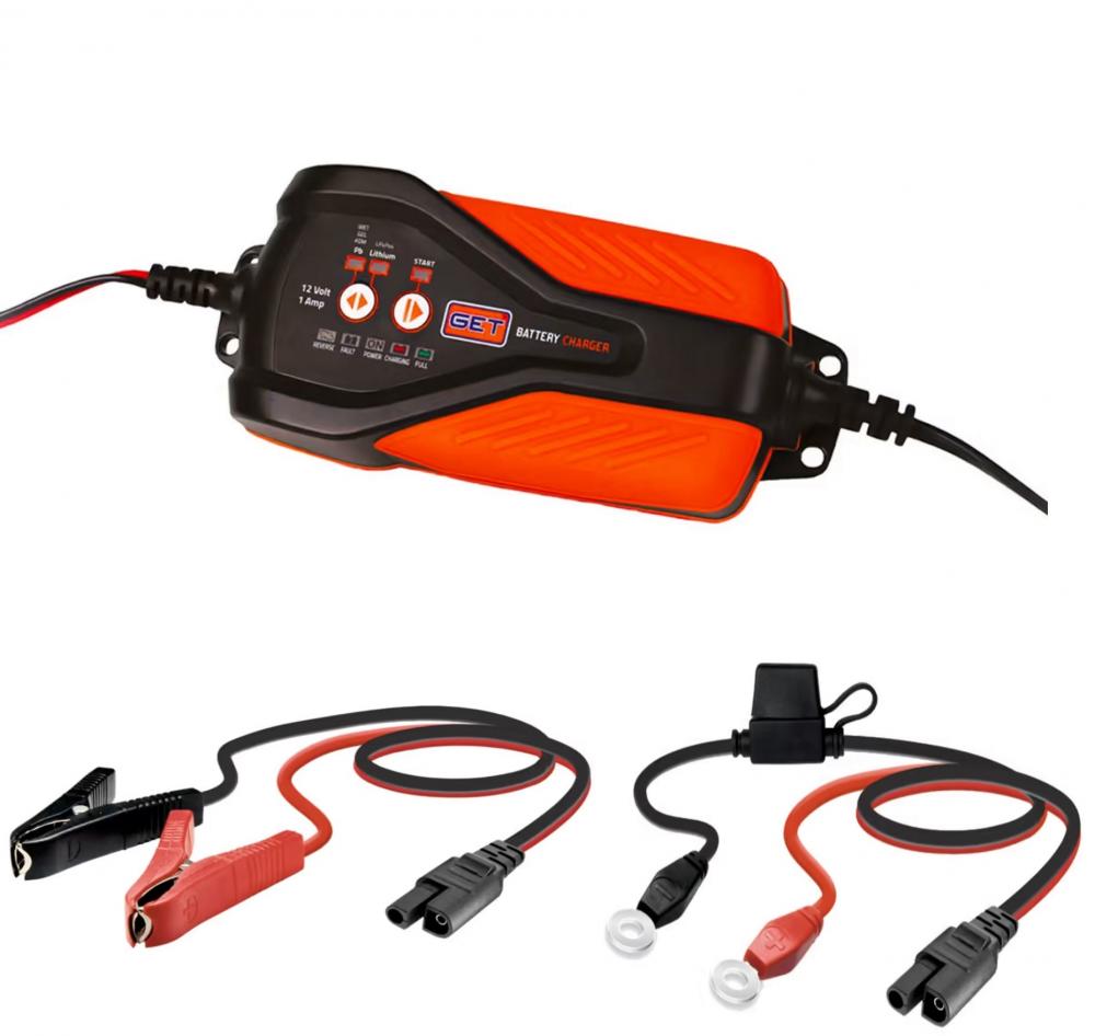 GET Batterieladegerät 12V 1A für Blei-Säure + Lithium Batterie