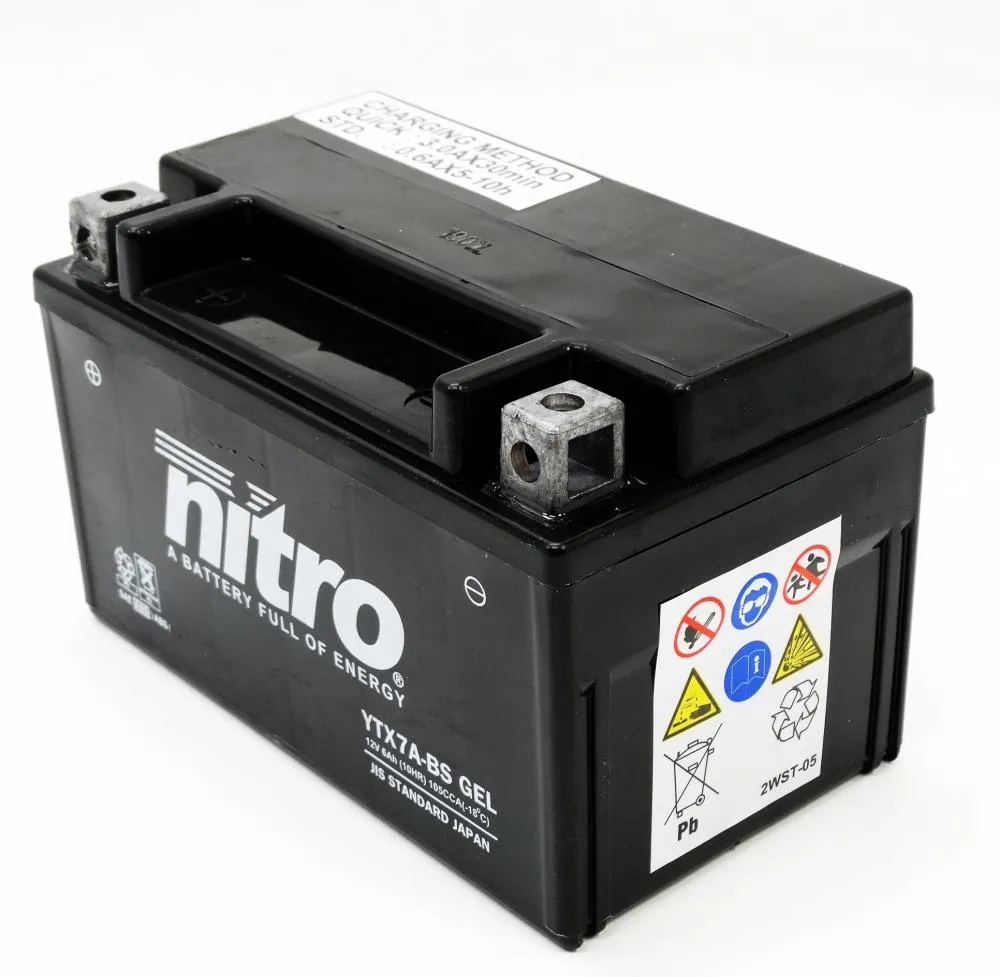 Nitro_YTX7A_BS_GEL_Batterie_2 Nitro GEL YTX7A-BS AGM Batterie 12V 6AH (GTX7A-BS, FTX7A-BS)