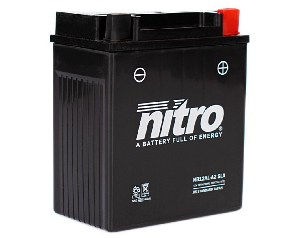 Nitro NB12AL-A2 SLA GEL AGM Batterie 12V 12AH - Einbaufertig (YB12AL-A2 CB12AL-A2)
