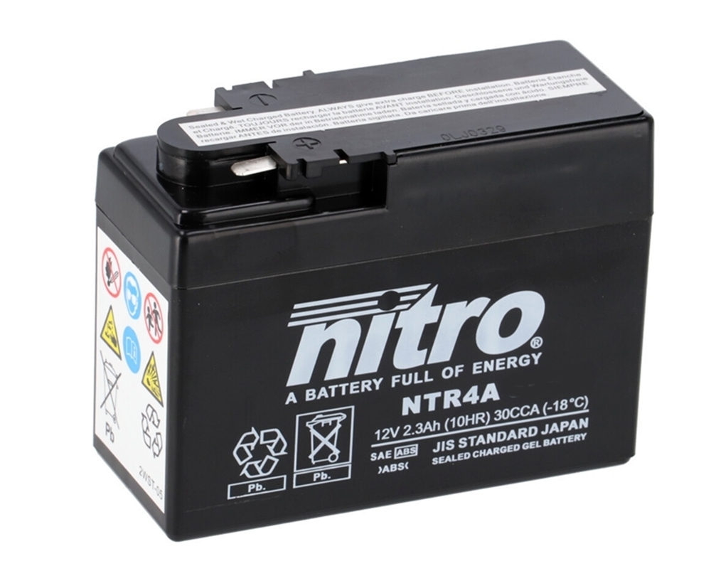 Nitro NTR4A-BS AGM Batterie 12V 2,3AH - Einbaufertig (YTR4 FTR4-12B)