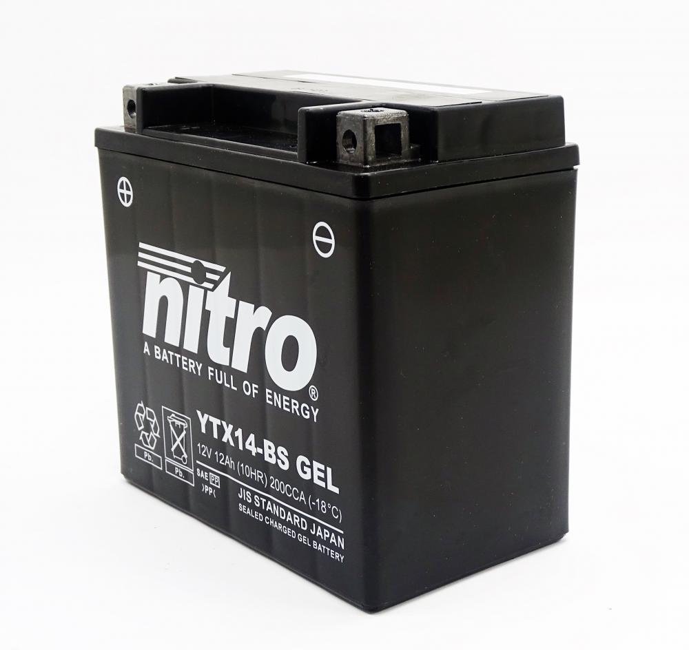 Nitro NTX14 / YTX14-BS SLA GEL AGM Batterie 12V 12AH - Einbaufertig (FTX14-BS)