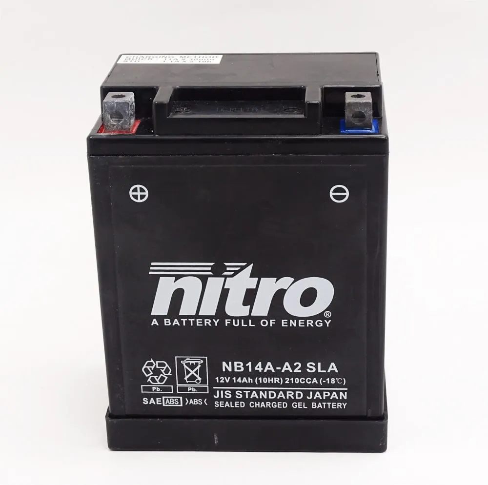 Nitro NB14A-A2 / YB14A-A2 SLA GEL AGM Batterie 12V 14AH - Einbaufertig (YTX14AH-BS)