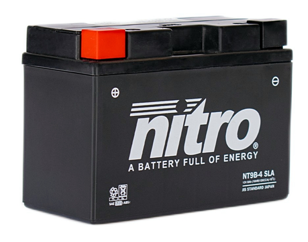 Nitro NT9B-4 SLA GEL AGM Batterie 12V 8AH - Einbaufertig (YT9B-BS YT9B-4) Nitro NT9B-4 SLA GEL AGM Batterie 12V 8AH - Einbaufertig (YT9B-BS YT9B-4)
