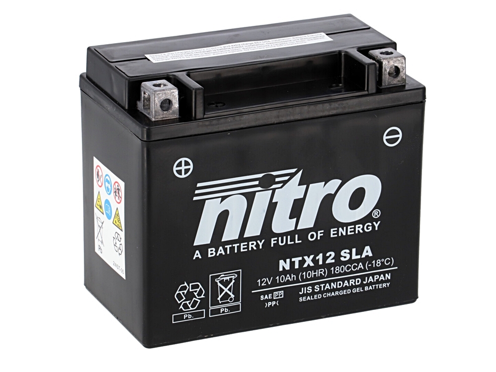 Nitro NTX12 SLA GEL AGM Batterie 12V 10AH - Einbaufertig ( YTX12-BS FTX12-BS) Nitro NTX12 SLA GEL AGM Batterie 12V 10AH - Einbaufertig ( YTX12-BS FTX12-BS)