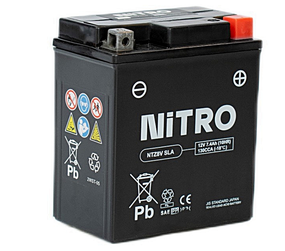 Nitro NTZ8V SLA GEL AGM Batterie 12V 7,4AH - Einbaufertig (YTZ8V FTZ8V BTZ8V) Nitro NTZ8V SLA AGM Gel Batterie 12V 7.4 Ah ab Werk gefüllt