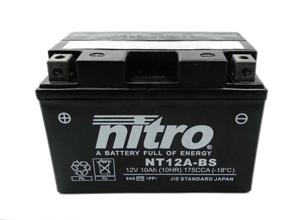Nitro NT12A-BS AGM Batterie 12V 10AH - Einbaufertig (YT12A-BS YT12A-4 GT12A-BS)
