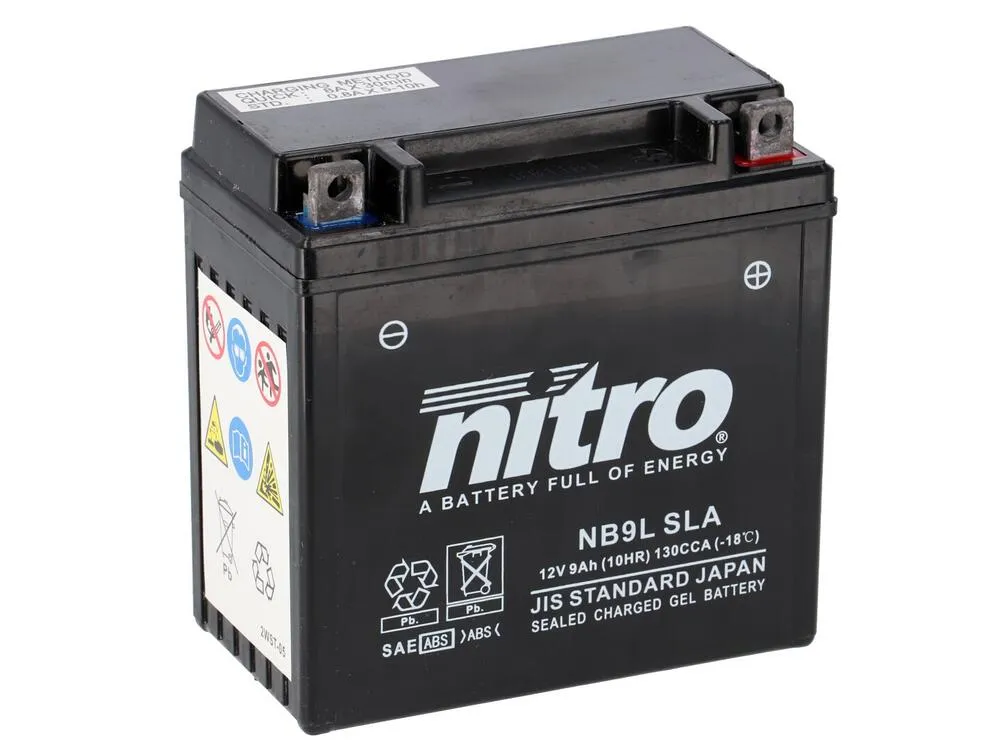 NB9L-SLA Nitro NB9L SLA GEL AGM Batterie 12V 9AH - Einbaufertig (YB9L-A2 12N9-3A-1)