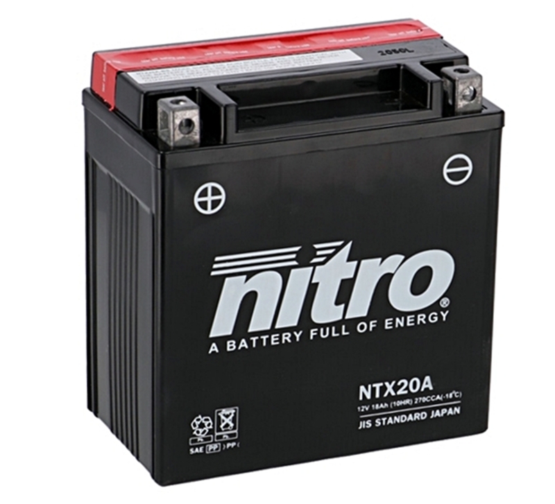 Nitro NTX20A-BS AGM Batterie 12V 18AH - Einbaufertig (YTX20A-BS)