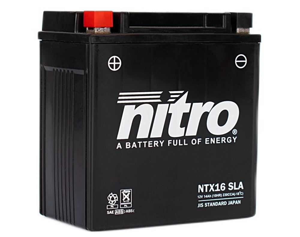 Nitro NTX16 SLA GEL AGM Batterie 12V 14AH - Einbaufertig (YTX16-BS FTX16-BS) Nitro NTX16 SLA GEL AGM Batterie 12V 14AH - Einbaufertig (YTX16-BS FTX16-BS)