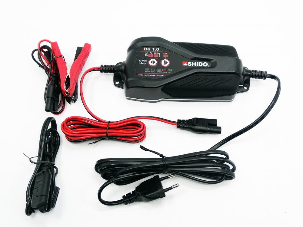 Shido DC1.0 Black Edition Batterieladegerät 12V 1A für Blei-Säure + Lithium Batterie
