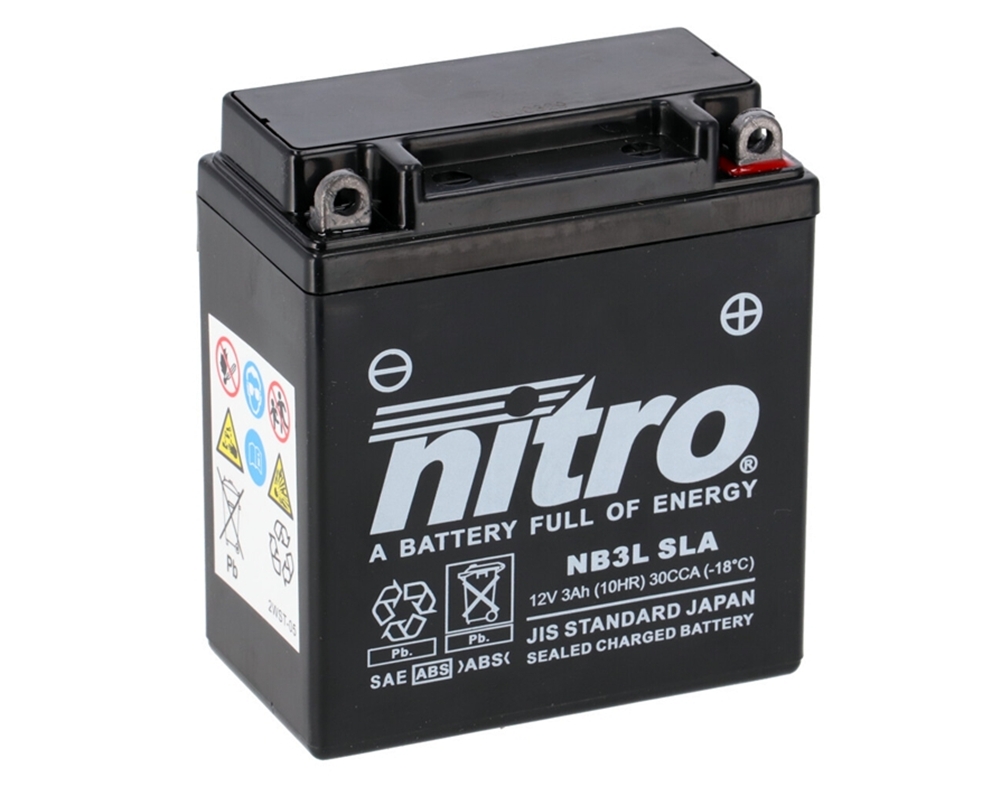 Nitro NB3L SLA GEL AGM Batterie 12V 3AH - Einbaufertig (YB3L-A) Nitro NB3L SLA GEL AGM Batterie 12V 3AH - Einbaufertig (YB3L-A)