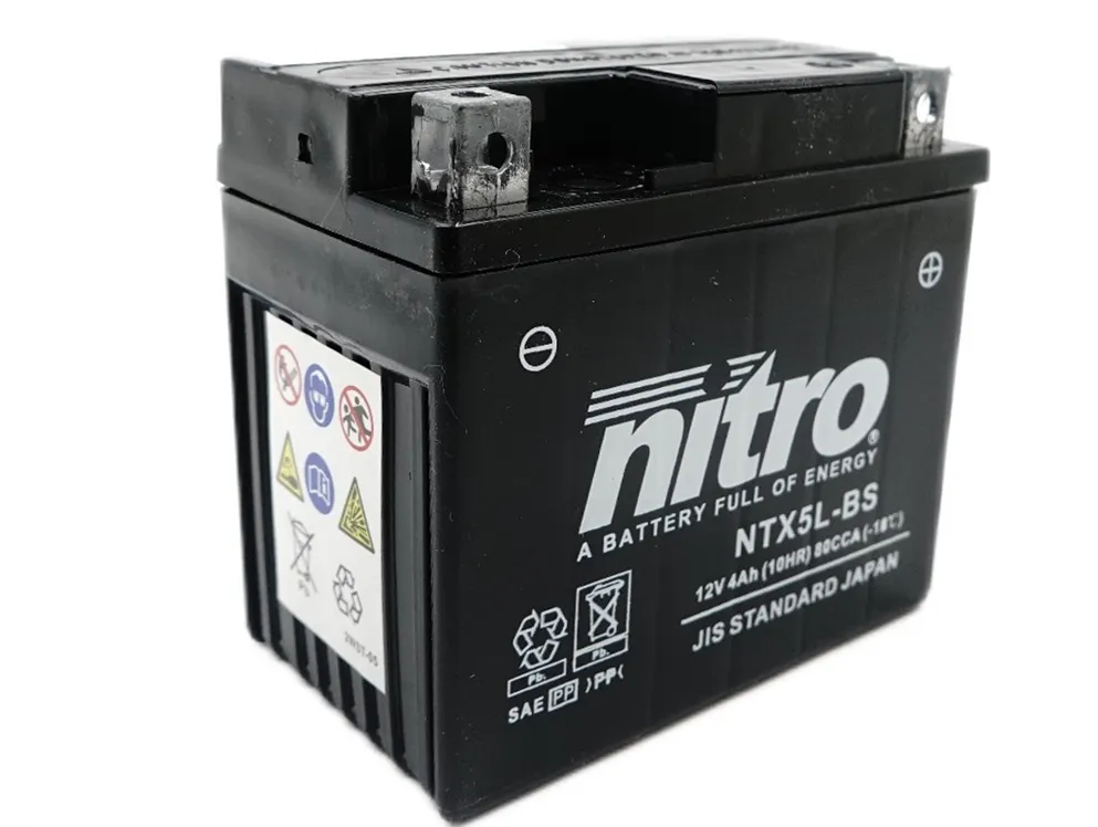 Nitro NTX5L-BS AGM Batterie 12V 5AH - Einbaufertig (YTX5L-BS CTX5L-BS FTX5L-BS GTX5L-BS)