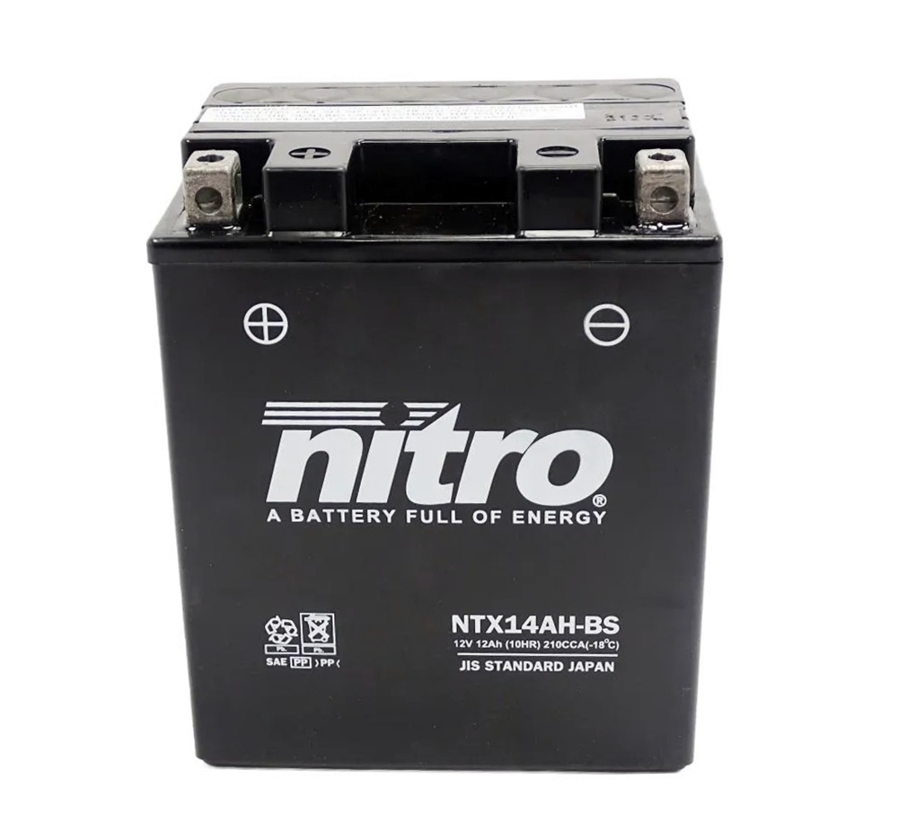 Nitro NTX14AH-BS AGM Batterie 12V 12AH - Einbaufertig (YTX14AH-BS YB14A-A2) Nitro NTX14AH-BS AGM Batterie 12V 12AH - Einbaufertig (YTX14AH-BS YB14A-A2)