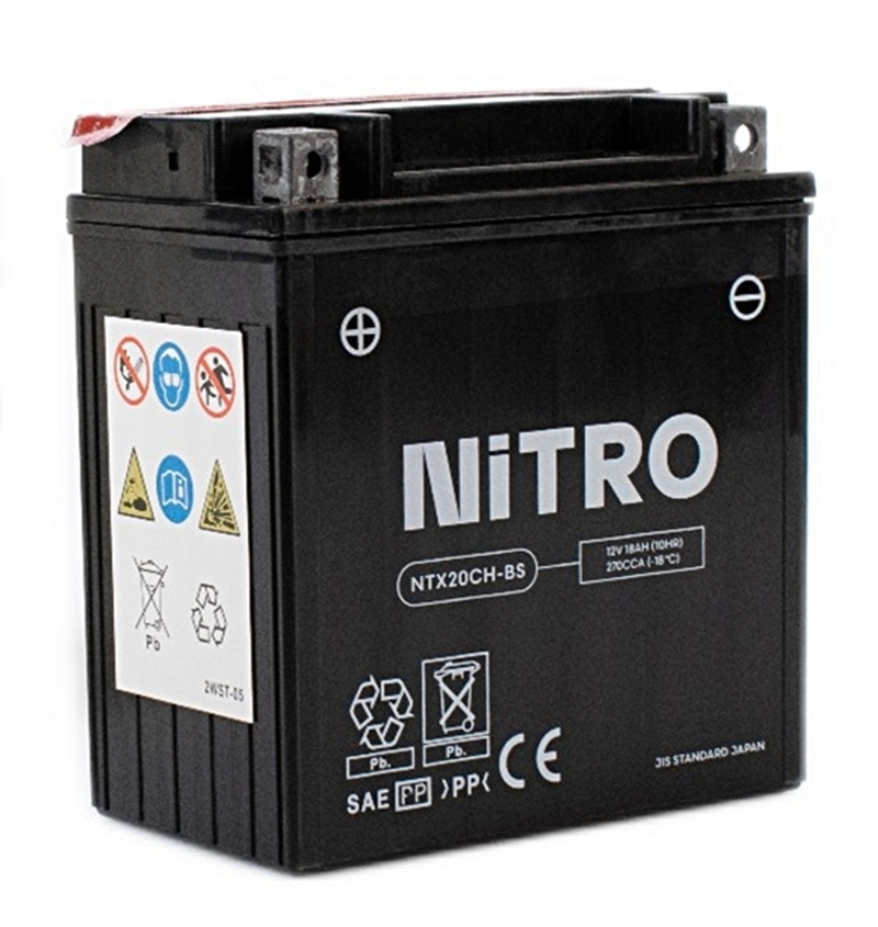 Nitro NTX20CH-BS AGM Batterie 12V 18AH - Einbaufertig (YTX20CH-BS FTX20CH-BS)
