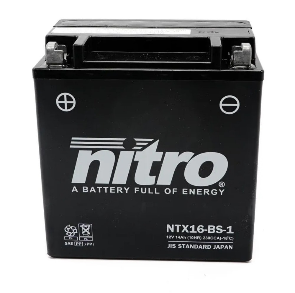 Nitro NTX16-BS-1 AGM Batterie 12V 14AH - Einbaufertig (YTX16-BS-1 FTH16-BS1)