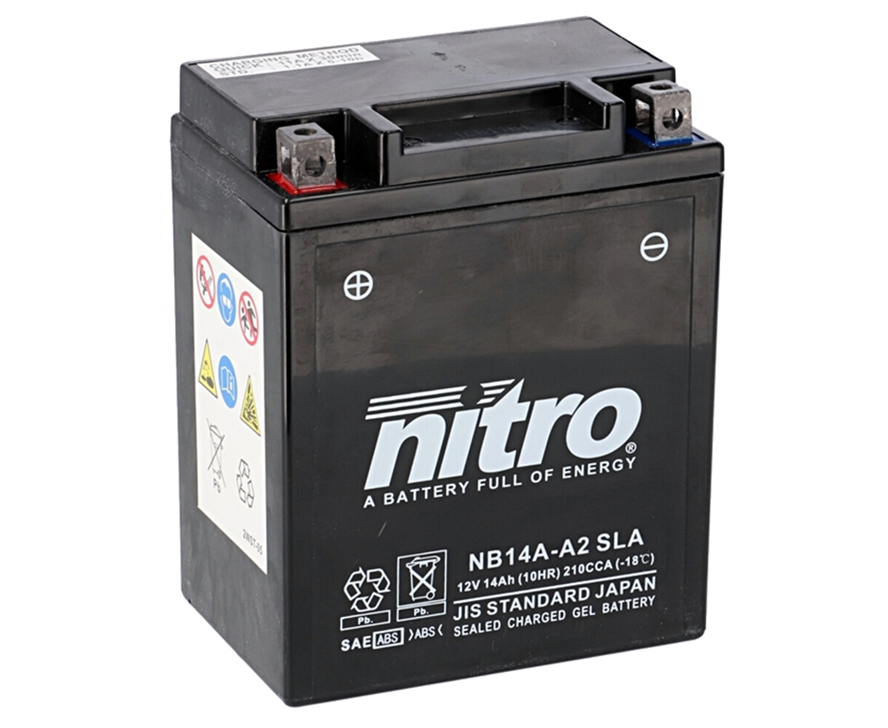 Nitro NB14A-A2 SLA GEL AGM Batterie 12V 14AH - Einbaufertig (YB14A-A2 YTX14AH-BS)