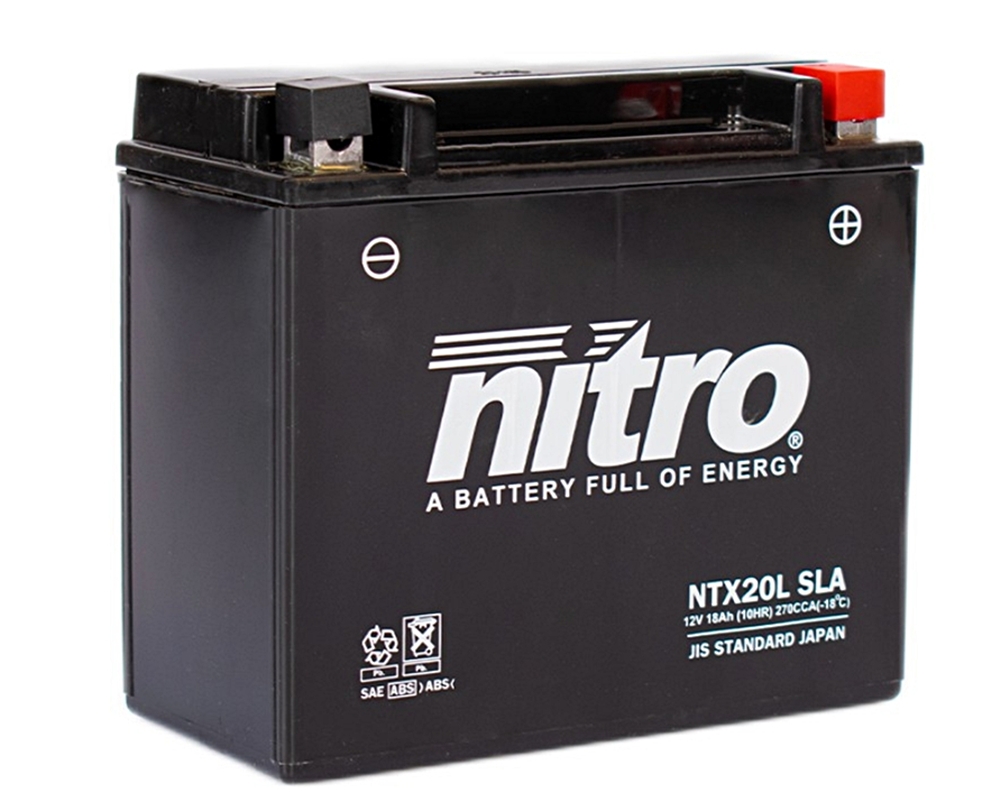 Nitro NTX20L SLA GEL AGM Batterie 12V 18AH - Einbaufertig (YTX20L-BS FTX20L-BS)