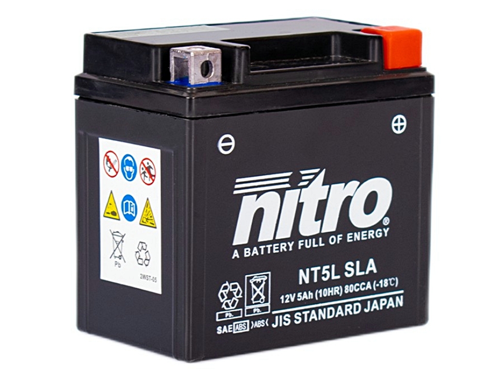 Nitro NT5L SLA GEL AGM Batterie 12V 5AH - Einbaufertig (YTX5L-BS CTX5L-BS FTX5L-BS GTX5L-BS) Nitro NT5L SLA GEL AGM Batterie 12V 5AH - Einbaufertig (YTX5L-BS CTX5L-BS FTX5L-BS GTX5L-BS)