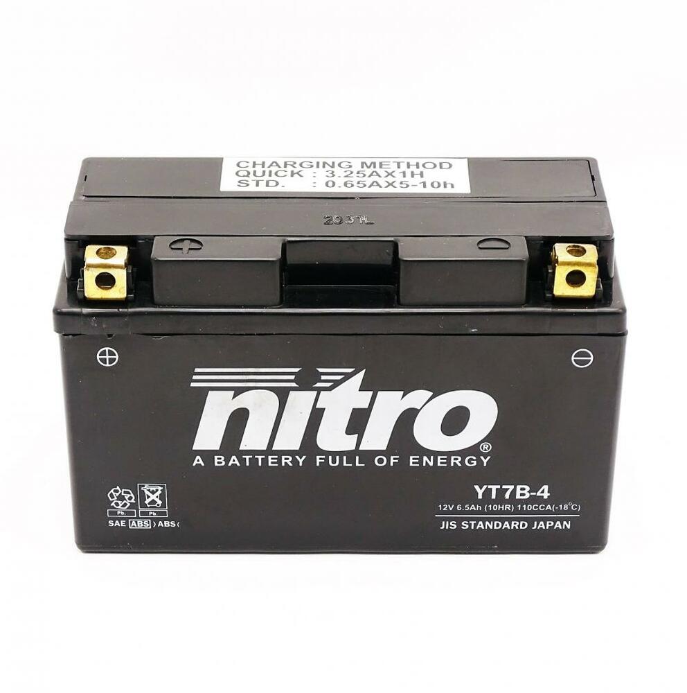 Nitro NT7B-4 / YT7B-BS SLA GEL AGM Batterie 12V 6,5AH - Einbaufertig (YT7B-4)