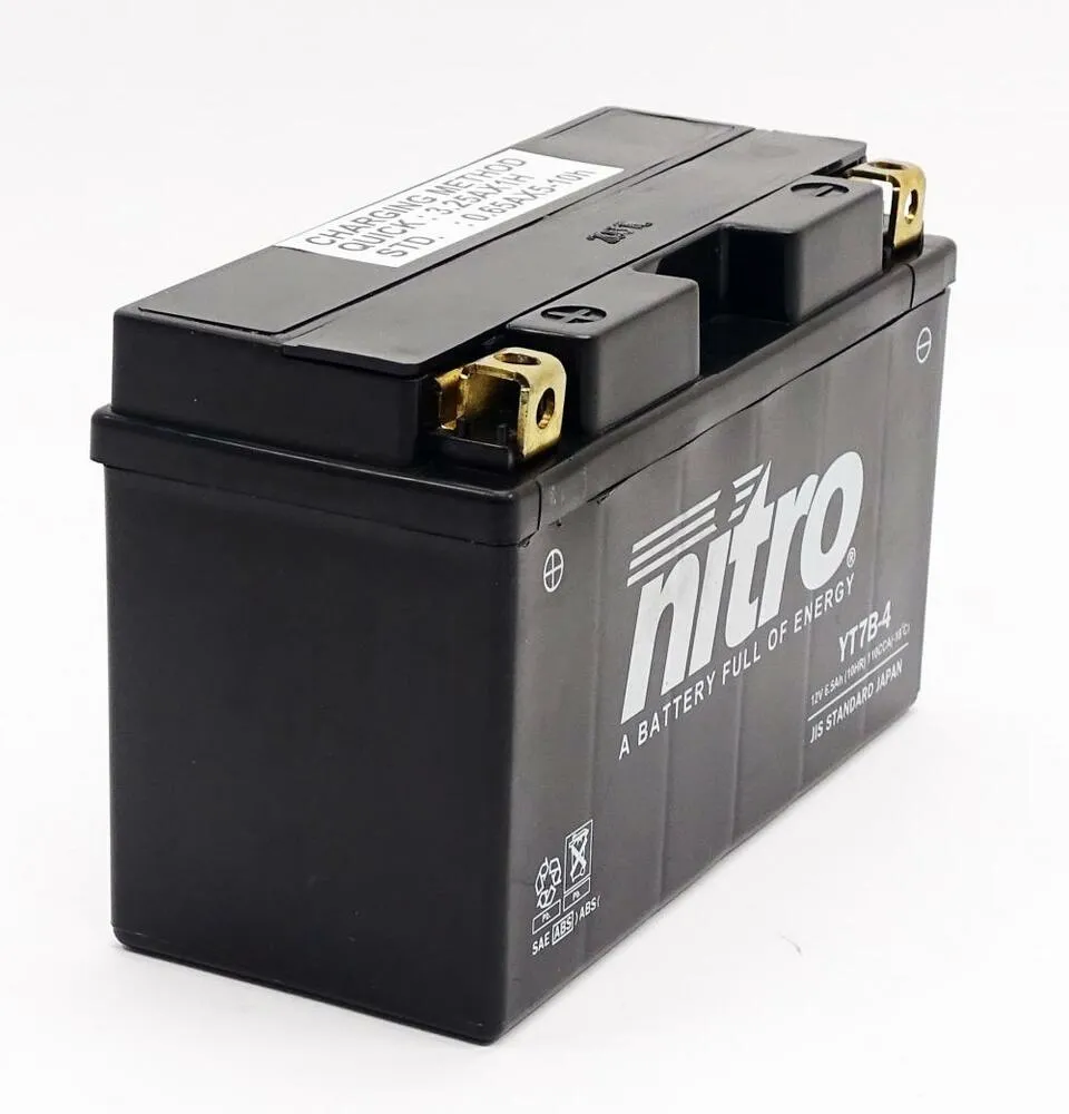 Nitro NT7B-4 / YT7B-BS SLA GEL AGM Batterie 12V 6,5AH - Einbaufertig (YT7B-4)