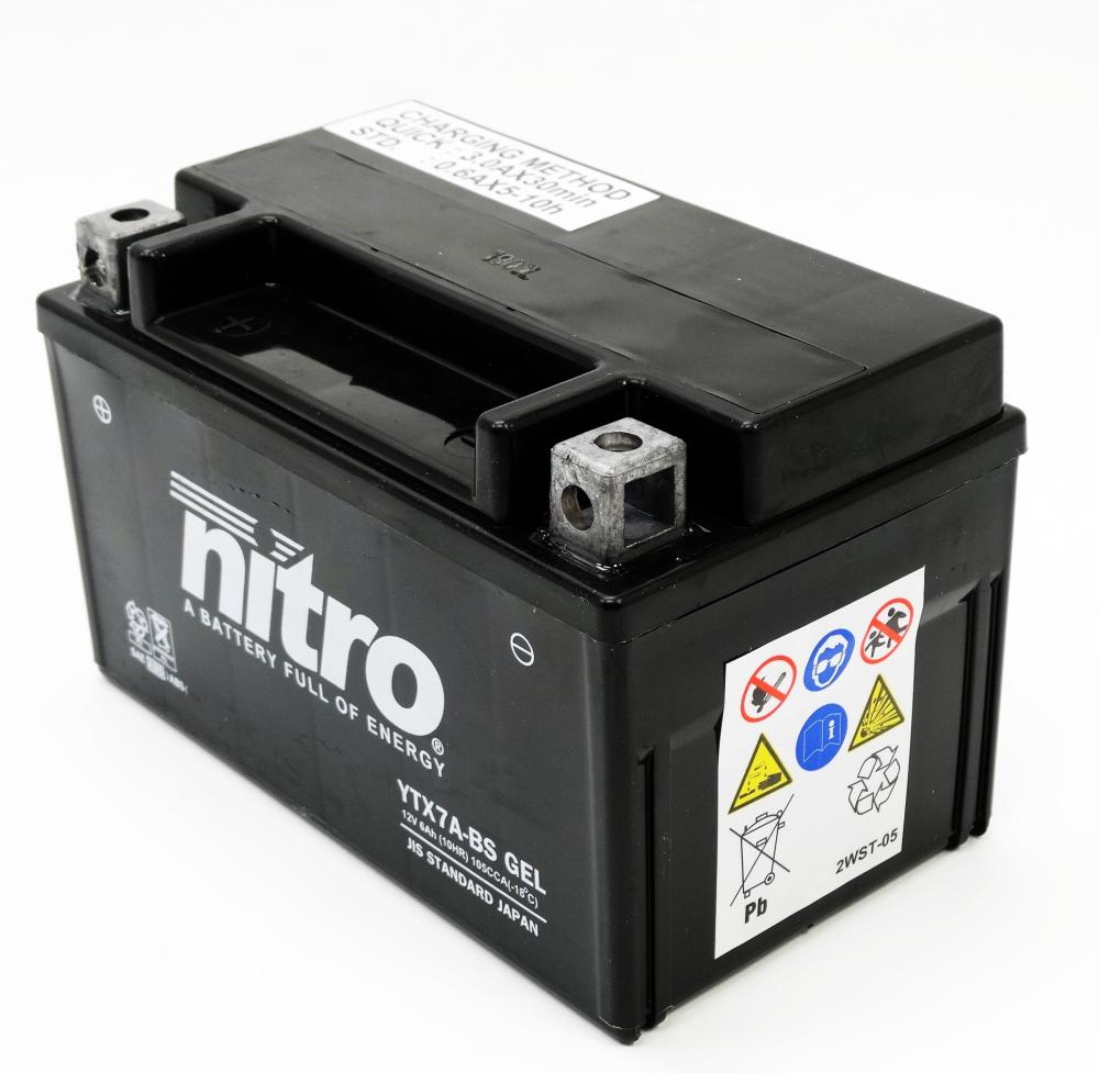 Batterie 12V 6 Ah NTX7L SLA / YTX7L-BS - Nitro Prêt à l'emploi